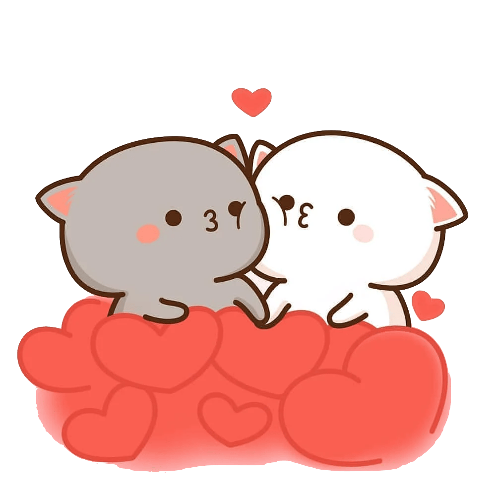 two lovely bears cuddling with love hearts all round